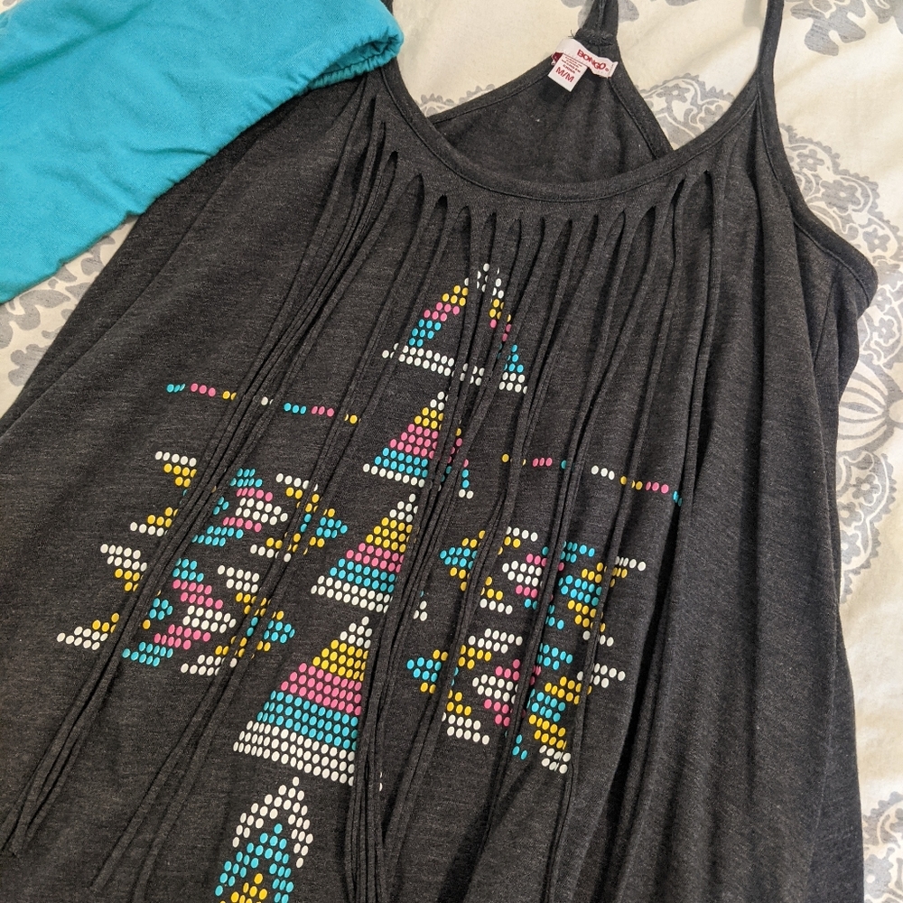 Bongo women's flowy fringe colorful tank size medium. Comes with bandeau.